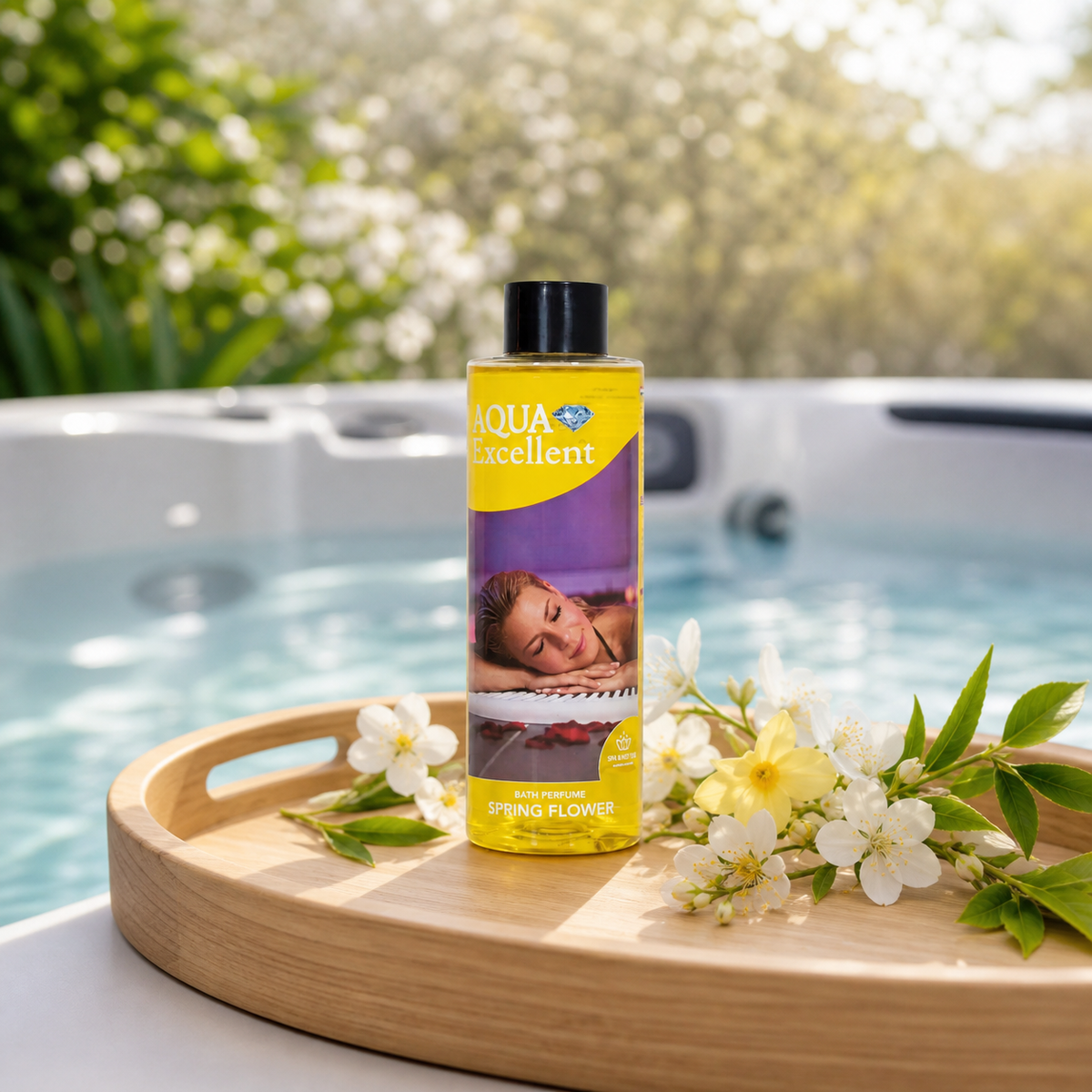 Aromathérapie Aqua Excellent Fleur du Printemps neben einem Whirlpool