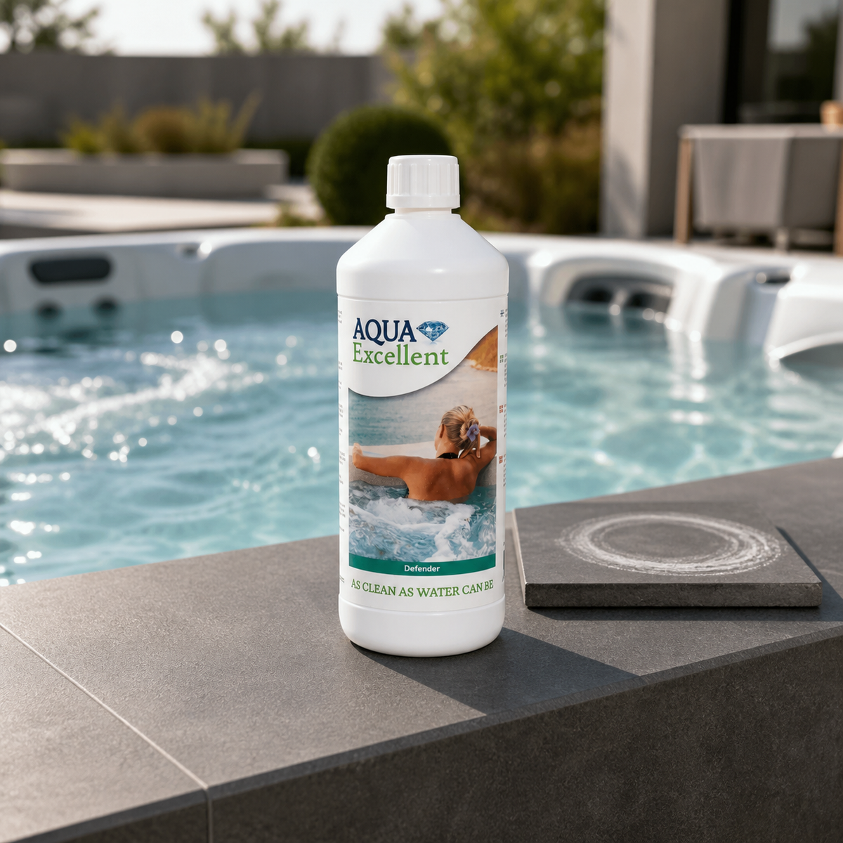 Aqua Excellent Defender 1 L am Rand eines Whirlpools