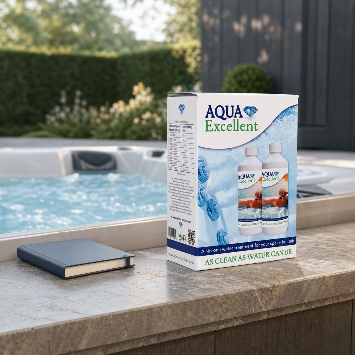 Recharge Aqua Excellent Duo All-in-One 2 L am Rand eines Whirlpools