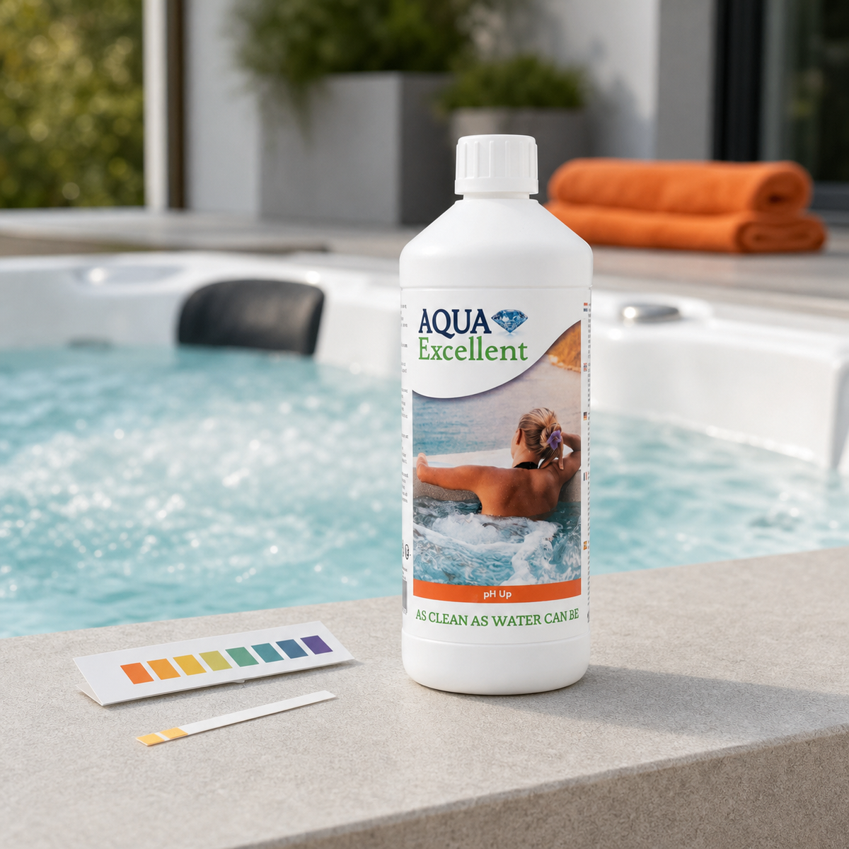 Aqua Excellent pH+ 1 L mit einem Whirlpoolwassertest
