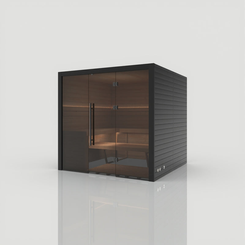 Nero 210X - Sauna intérieur — façade vitrée finition noire