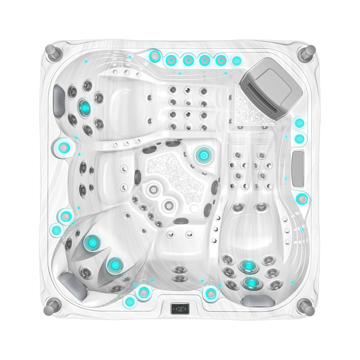 Volcano, spa 5 places blanc Sterling Marble, vue de dessus